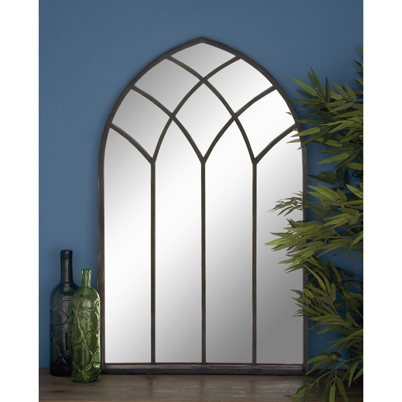 Ophelia & Co. Tall Arched Black Metal Framed Wall Mirror, 30" X 48